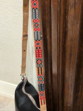 Consuela Embroidered Leather Crossbody Strap